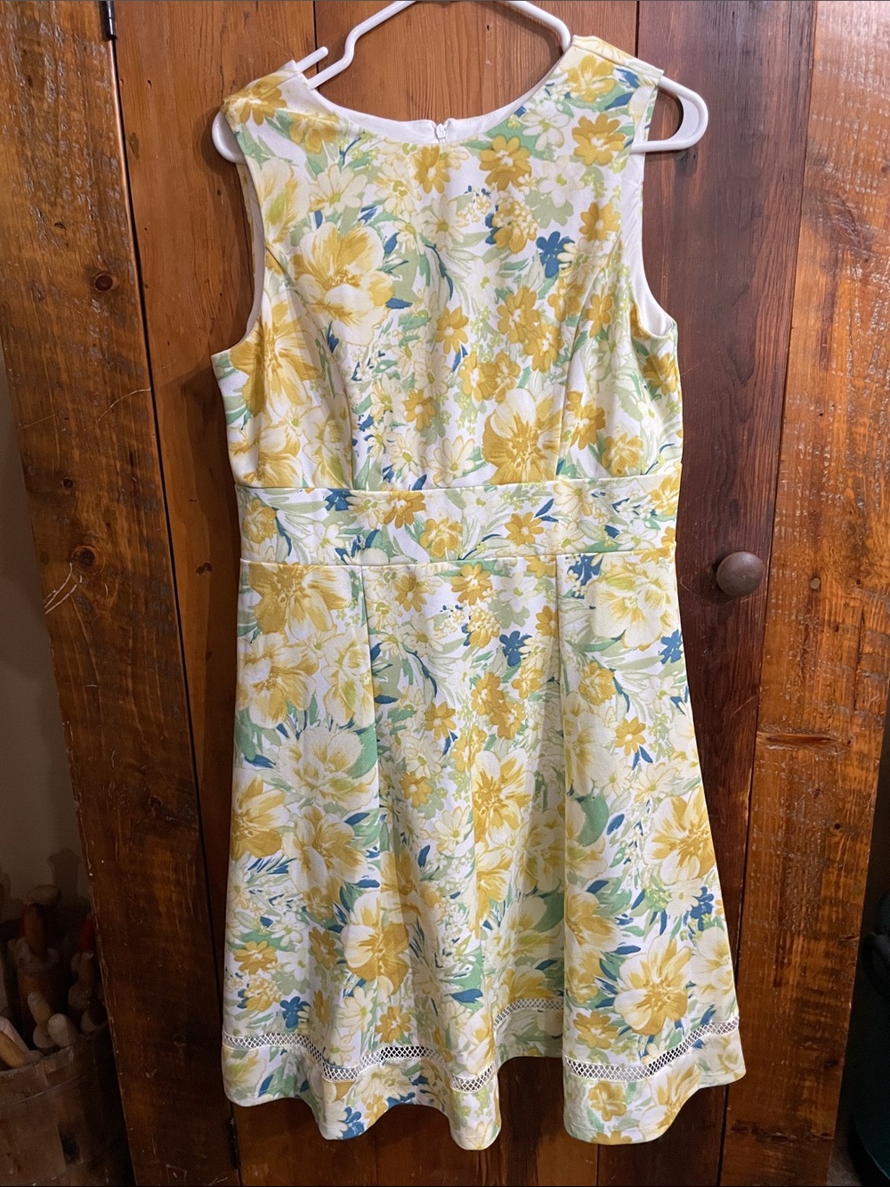 R&K Yellow and White Floral Fit-and-Flare Dress